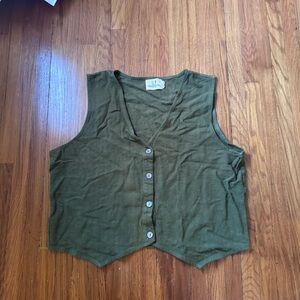 Fashion Brand Company Linen Vest Moss 3X/4X